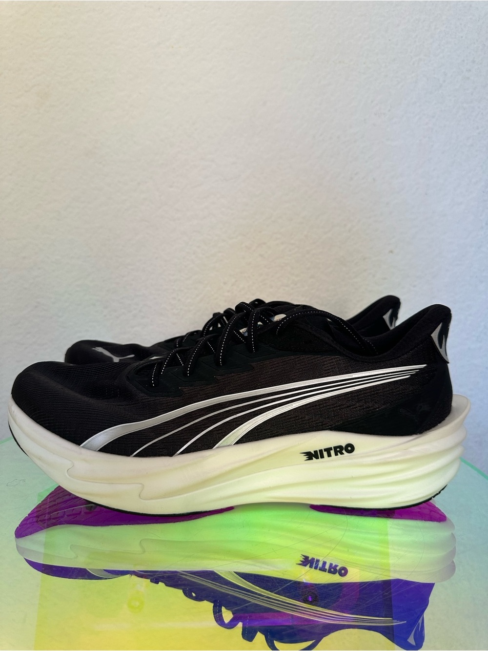PUMA Deviate Nitro 4 Men's Size 12.5 Black White Plated Running Shoes NWOB